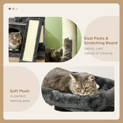 Cat Tree for Indoor Cats 81cm Cat Scratching Post Scratch Board Kitten Tower Climbing Frame, Black