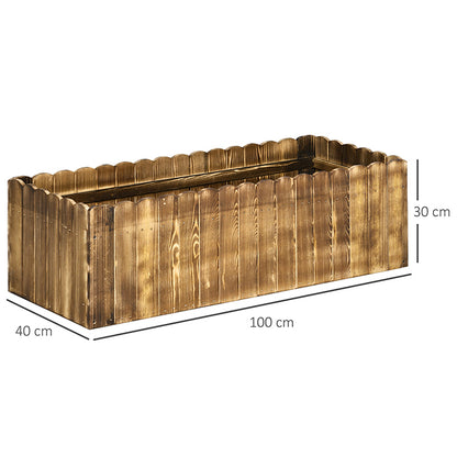 109L Raised Garden Bed, Wooden Rectangle Planter Box, Outdoor Herb Vegetable Flower Pot (100L x 40W x 30H cm)