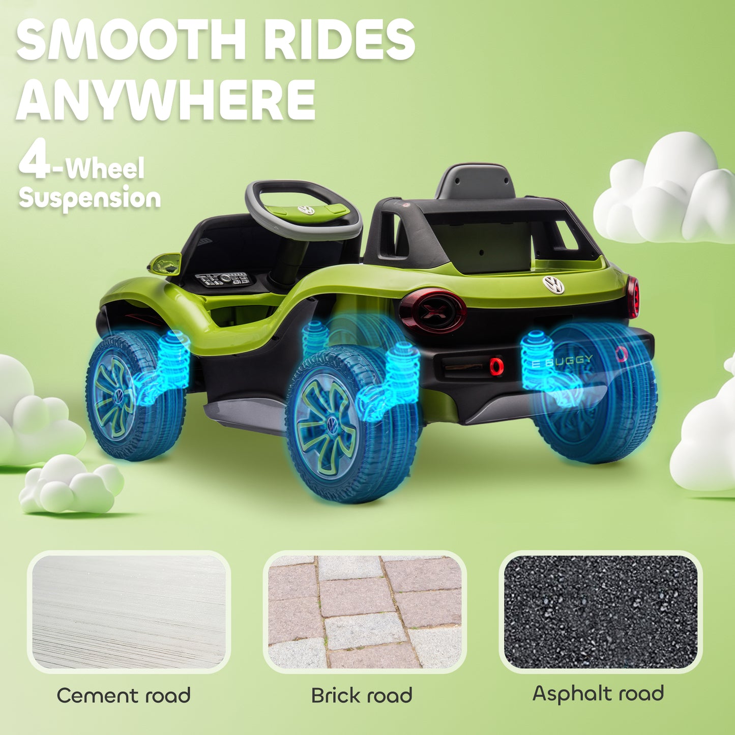 Volkswagen Licensed Kids Electric Car with Remote Control for Ages 3-6 Years, Green