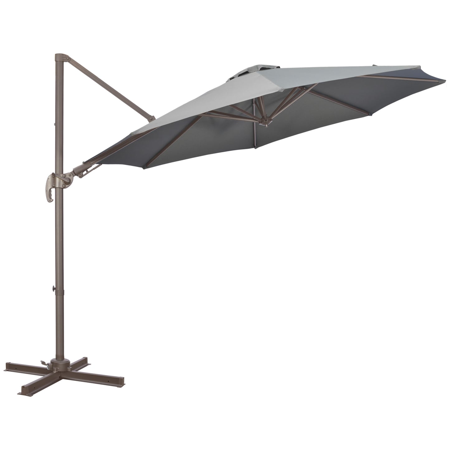 3(m) Cantilever Parasol 360° Rotation Roma Umbrella Hanging Sun Shade with Aluminium Frame, Tilt Crank