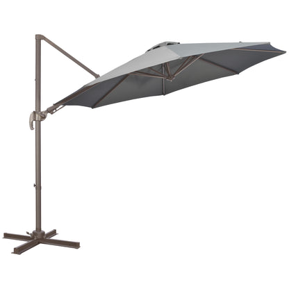 3(m) Cantilever Parasol 360° Rotation Roma Umbrella Hanging Sun Shade with Aluminium Frame, Tilt Crank