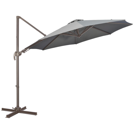 3(m) Cantilever Parasol 360° Rotation Roma Umbrella Hanging Sun Shade with Aluminium Frame, Tilt Crank