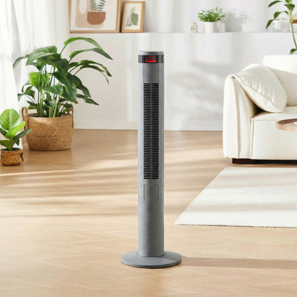 Oscillating Tower Fan Remote Control 3 Speed Modes Cooling Machine, Grey