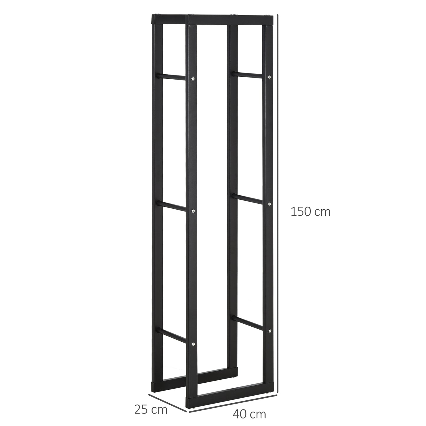 Metal Firewood Log Holder Tall Firewood Rack Indoor Outdoor Fireplace Wood Storage Shelf with Side Rails, Rust-Resistant
