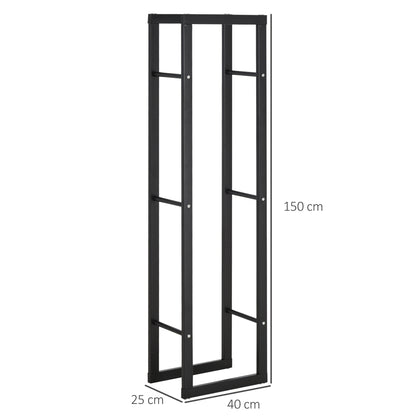 Metal Firewood Log Holder Tall Firewood Rack Indoor Outdoor Fireplace Wood Storage Shelf with Side Rails, Rust-Resistant