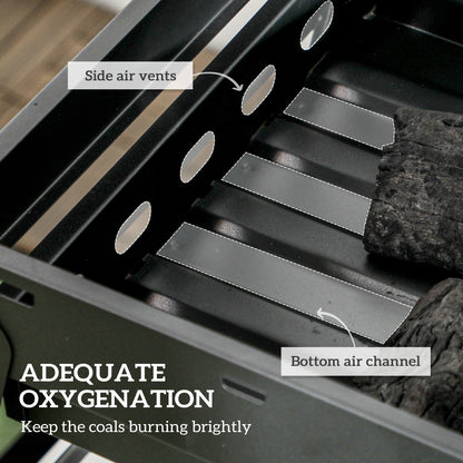 Foldable Charcoal Grill - Black