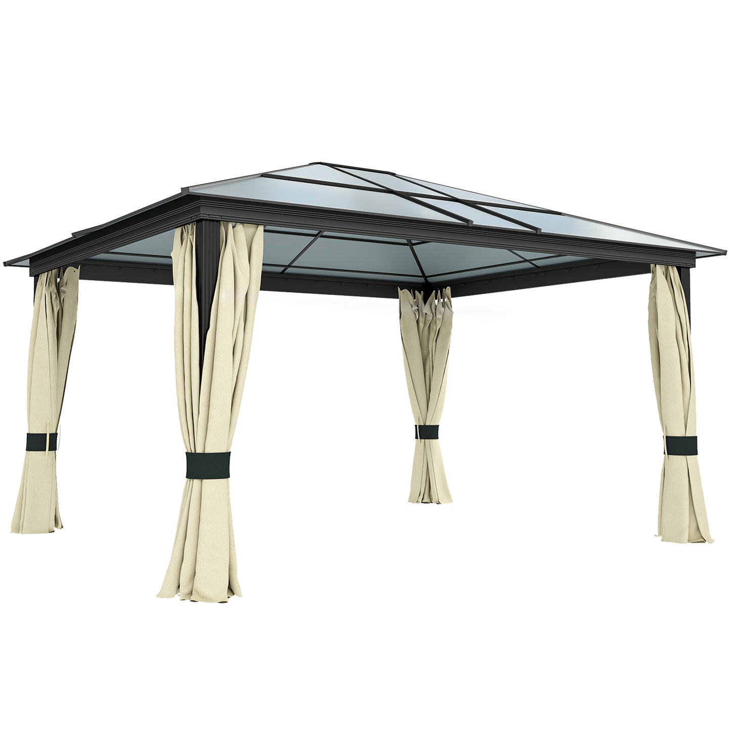 3.6 x 4m Hardtop Gazebo Canopy with Polycarbonate Roof and Aluminium Frame