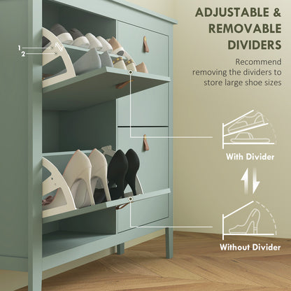 Modern Four-Drawer Shoe Cabinet - Green