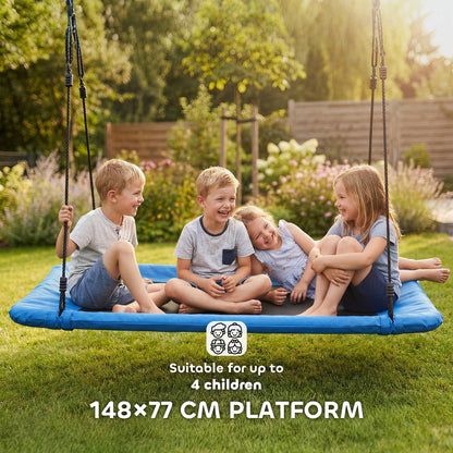 Nest Swing with Adjustable Ropes and Tree Straps, Basket Swing for Kids, 300KG Capacity for Indoor Outdoor, Blue