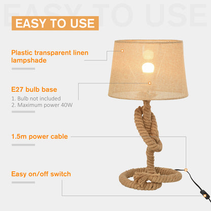 Nautical Table Lamp with Fabric Shade – Beige