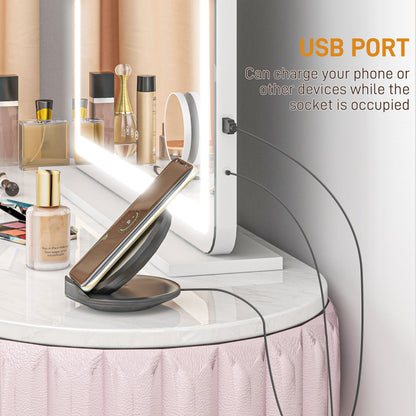 Vanity Mirror with Lights, Large 80x62 cm Lighted Makeup Mirror with 3 Colour, 10X Magnifying, USB Charging Port