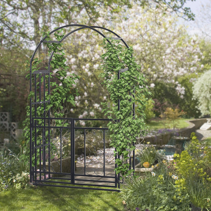 Outdoor Garden Arch with Double Gates, Metal Garden Arbor for Climbing Plants, Roses, Vines, Wedding Arch for Outdoor