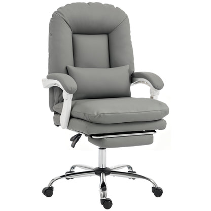 Ergonomic Executive Office Chair, Reclining Desk Chair with Lumbar Support, Footrest, Plush Thick Cushion, Grey