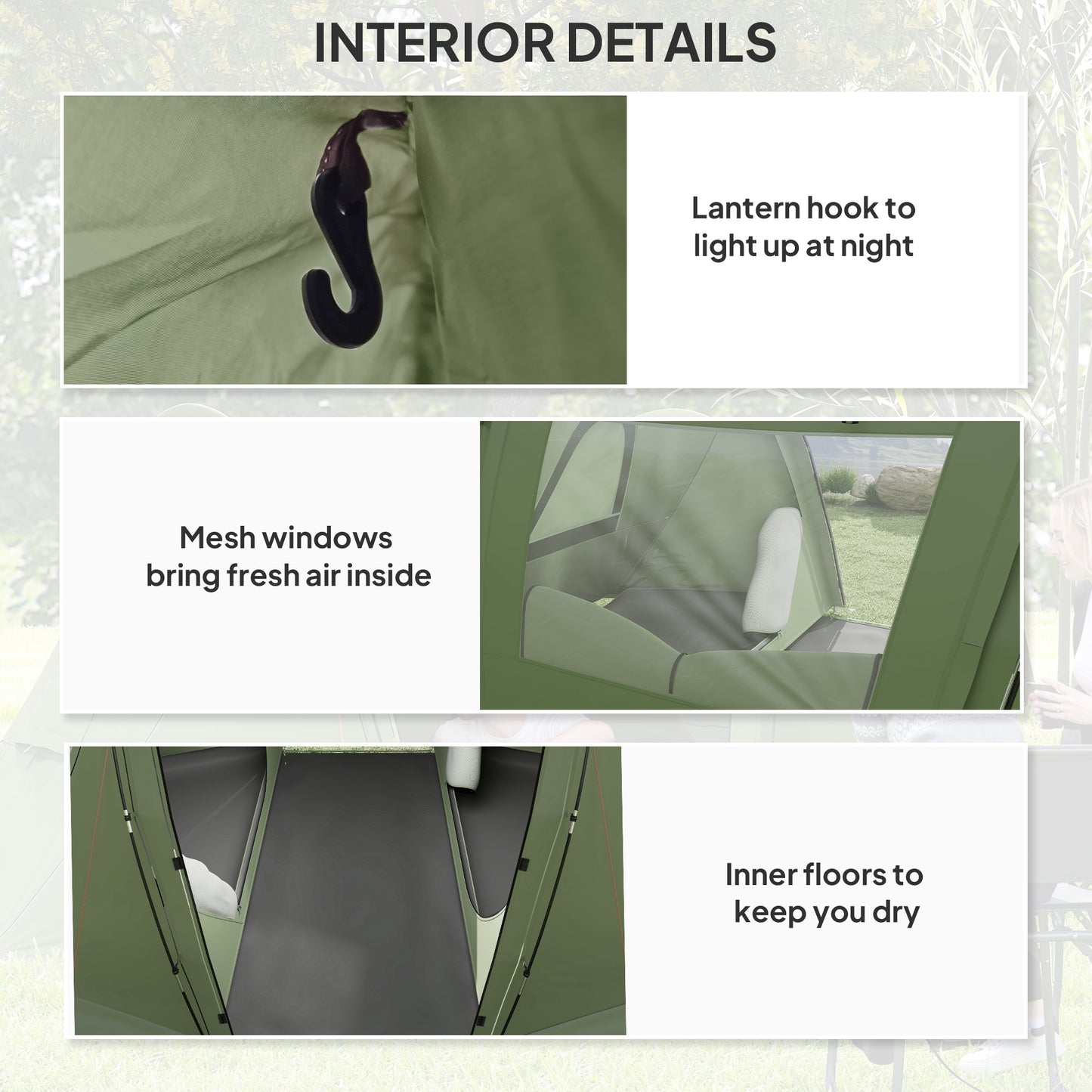 3 Man Camping Tent with Living Area and 2 Bedrooms, 3000mm Waterproof Family Tent with Sewn-in Groundsheet and bag