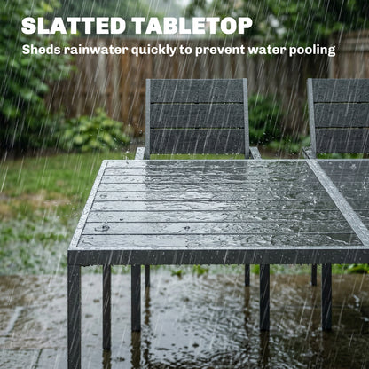 7 Pieces Outdoor Dining Set, Patio Table and Chairs for 6, Garden Dining Furniture Set with Slatted Tabletop
