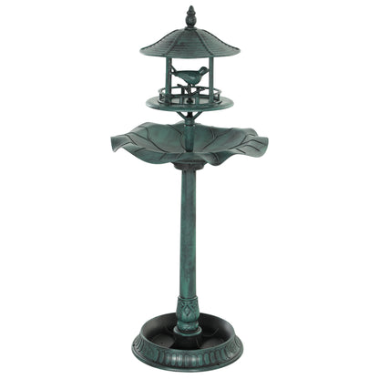 3-in-1 Garden Bird Bath, Freestanding Birdbath with Large Water Basin, Underneath Flower Planter, Φ50 x 113 cm, Green