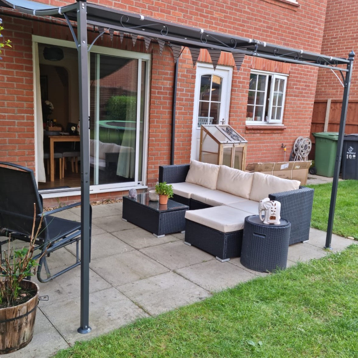 3x3m Metal Pergola with Canopy Garden Awning for Garden Parties, Grey