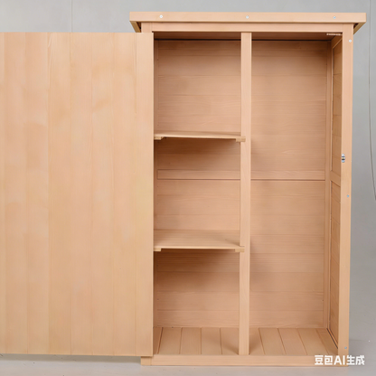 Wooden Small Shed, Garden Storage Shed with Shelves and Bolt Latch, 75L x 56W x115H cm, Natural