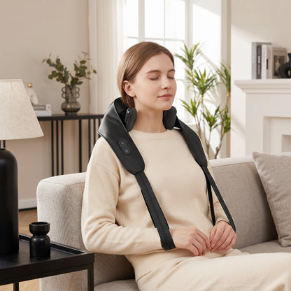 Cordless Neck Massager with Heat, Deep Tissue 4D Shiatsu Neck and Shoulder Massager for Car Home, Gifts for Men Women