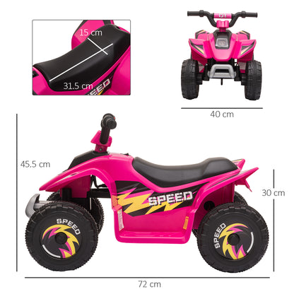 6V Kids Electric Ride on Car ATV Toy Quad Bike Four Big Wheels w/ Forward Reverse Functions Toddlers for 18-36 Months Old Pin