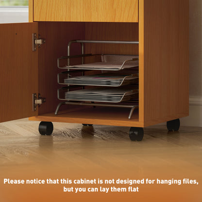 Filing Cabinet, Mobile File Cabinet with 2 Lockable Drawers, Office Home Organiser on Wheels for A4