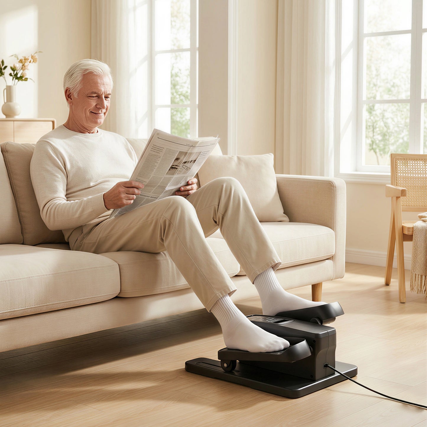 Under Desk Elliptical Machine with Manual & Auto Modes, 12 Adjustable Speed, Remote Control & LED Monitor for Home