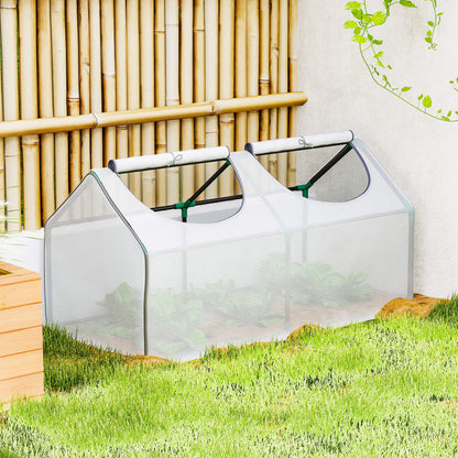 Mini Greenhouse Portable Flower Planter Tomato Vegetable House for Garden Backyard with Zipper 120 x 60 x 60 cm, White