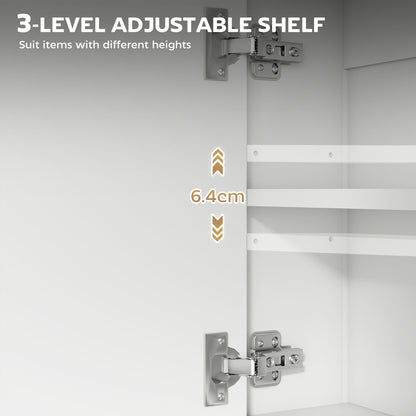 Bathroom Mirror Cabinet with Soft-Close Doors and Adjustable Shelf - White