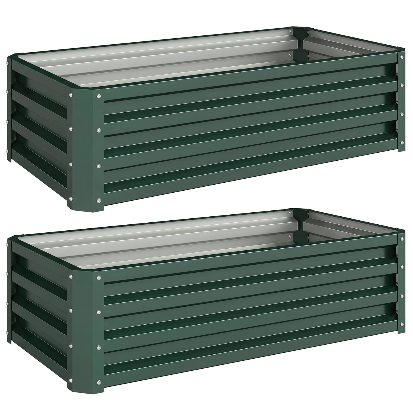 Set of Two 110 x 50 cm Steel Planter Boxes - Green