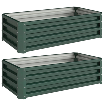 Set of Two 110 x 50 cm Steel Planter Boxes - Green