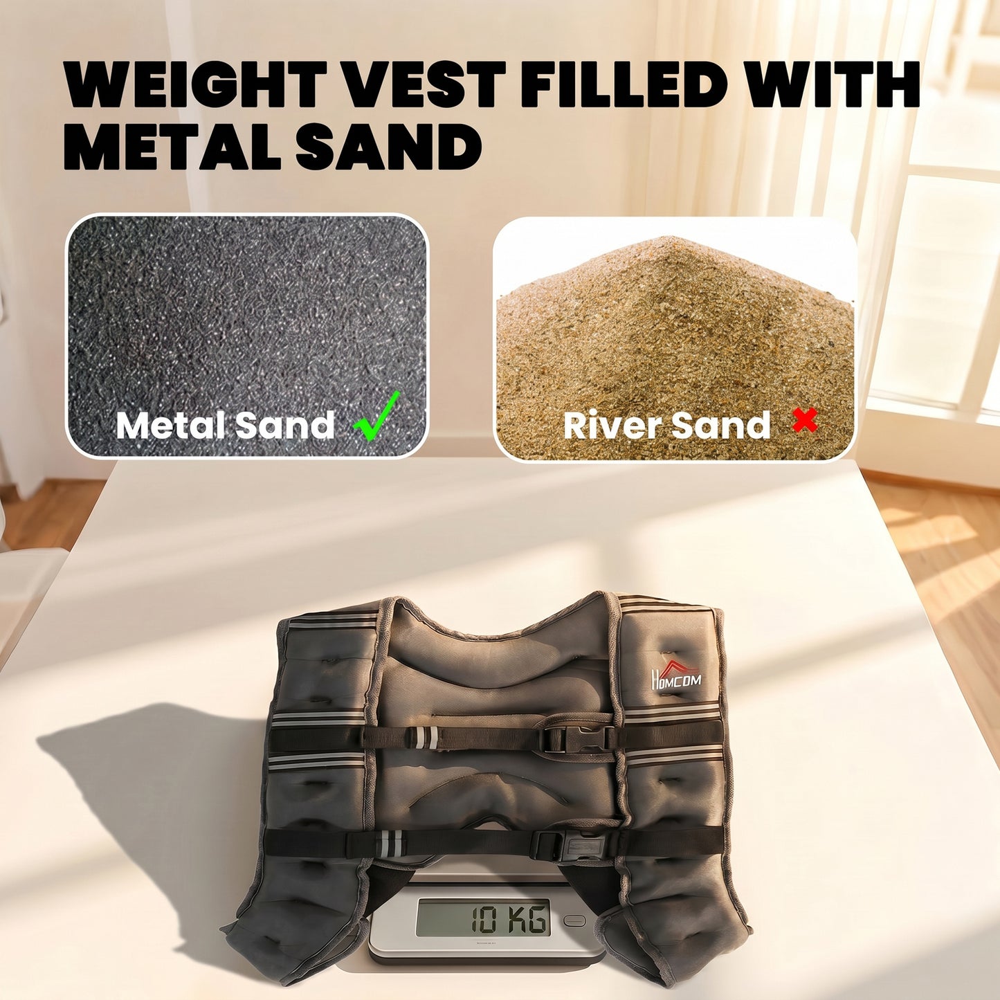 10KG Weighted Vest, Running Weight Vest with Adjustable Strap, Convenient Pocket and Reflective Strips for Men and Women