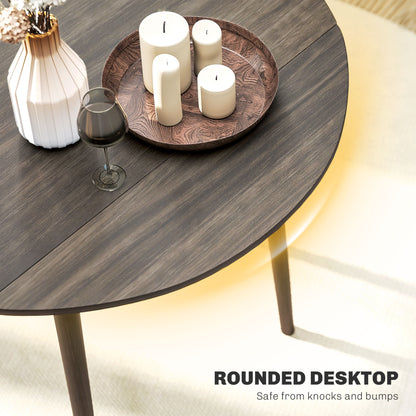 Folding Dining Table for 4, Round Drop Leaf Table, Modern Space Saving Small Kitchen Table with Wood Legs for Dining Room