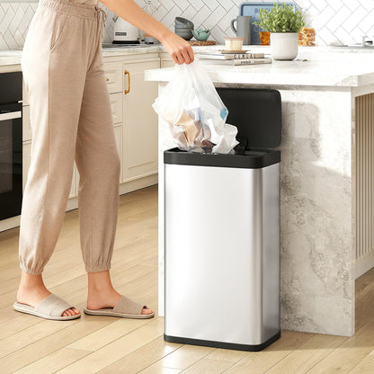 45L Stainless Steel Sensor Bin - Silver Tone