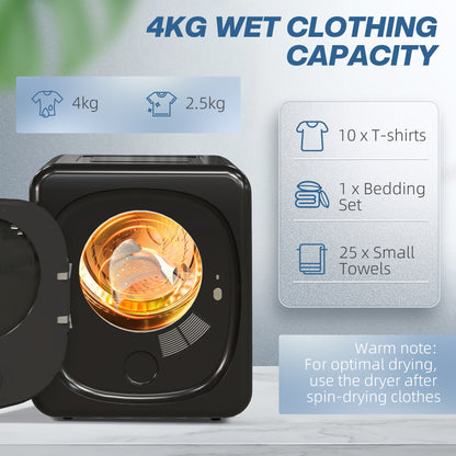 2.5 kg Compact Tumble Dryer, with UV Sterilisation - Black