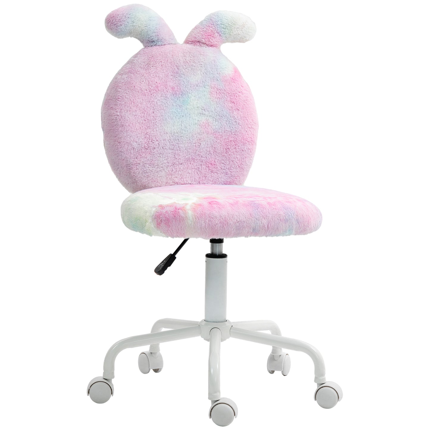 Fuzzy Office Chair with Bunny Ears, Faux Fur Swivel Desk Chair, Armless Makeup Vanity Chair
