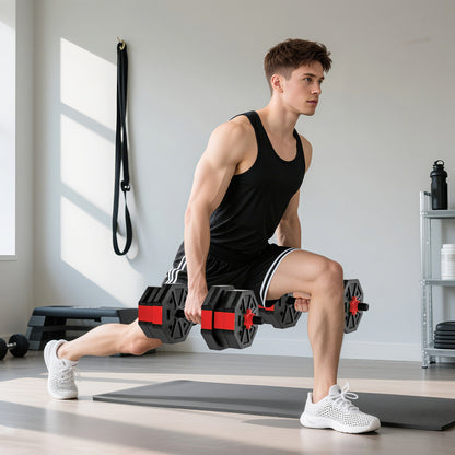 6-in-1 Adjustable Weight Dumbbells Set, Used as Kettlebell, Barbell, Dumbbell, Push-Up Stand