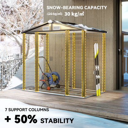7 x 4ft Garden Shed, Easy to Assemble, Upgraded Galvanised Steel Frame with Foundation Kit, Double Doors with Lock