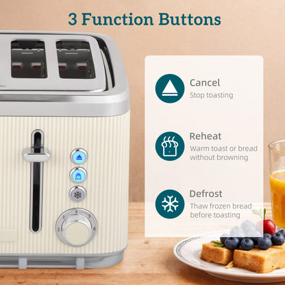 Electric Stainless Steel Kettle and Toaster Set, 3000W 1.7L UK Strix Thermostat Fast Boil Kettle w/ Limescale Filter