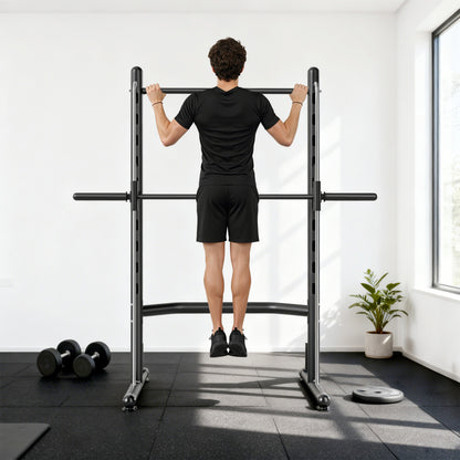 Adjustable Squat Rack, with Pull Up Bar, Barbell Bar for Home Gym