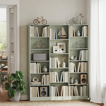 Bookcase with Open Storage, 6-Tier Bookshelf with Anti-Tipping Hardware, Light Green