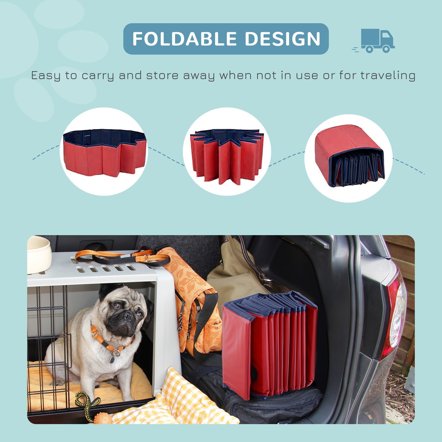 Foldable Dog Pool for Puppies and Ducks, Thickened PVC Dog Paddling Pool Bath Tub Hard Board