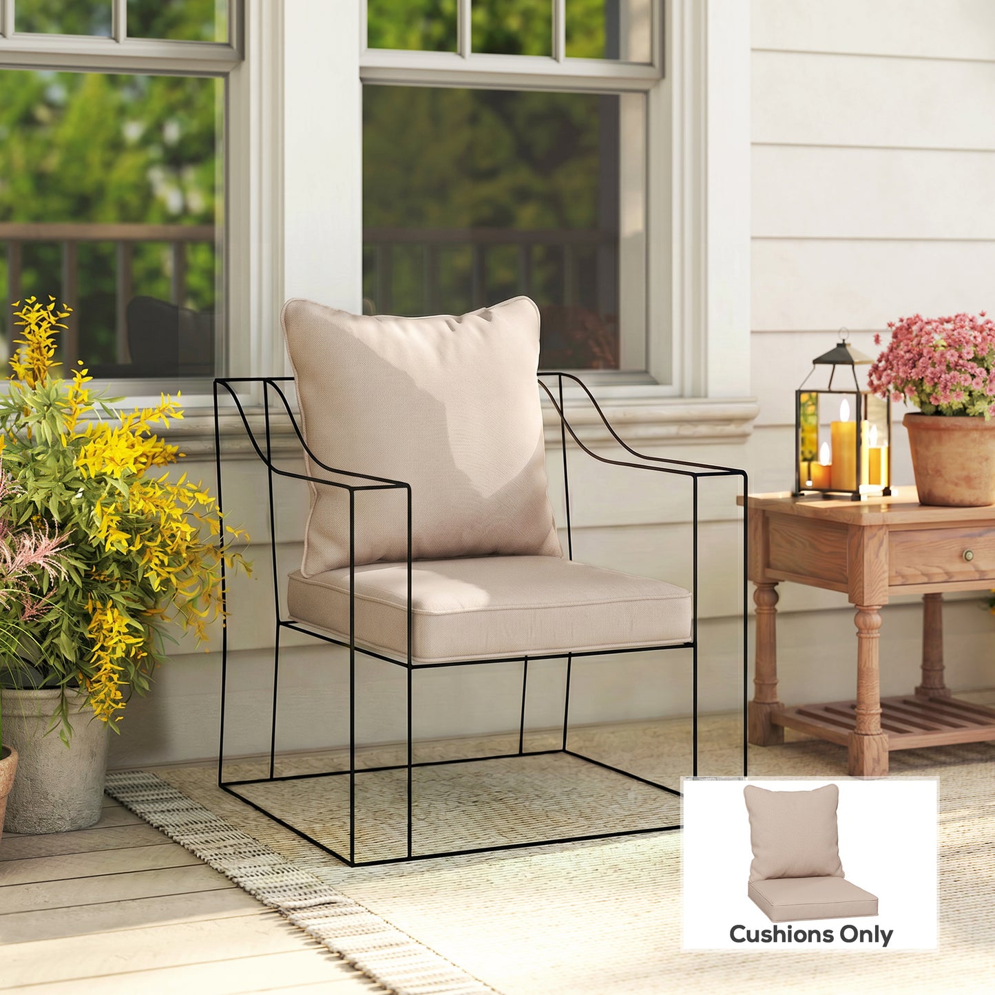 Seat and Back Padded Cushion Set, CUSHION ONLY - Beige