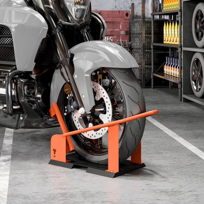 Motorcycle Wheel Chock, 816.5 kg Capacity Heavy Duty Steel Motorcycle Front Wheel Chock Holder with 3 Height Adjustable Holes