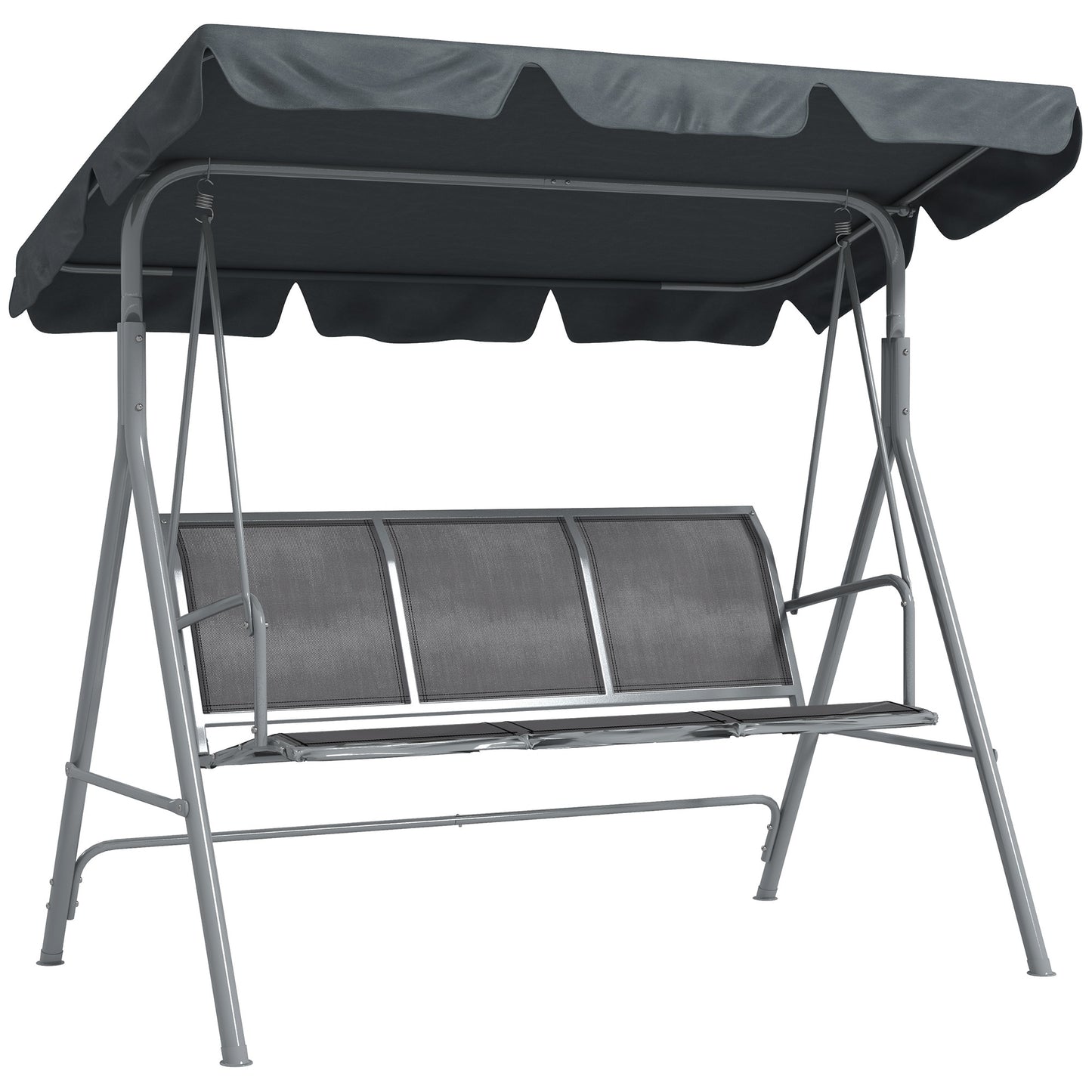 3 Seater Swing Chair, Garden Swing Bench with Adjustable Tilting Canopy