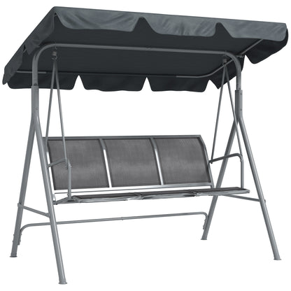 3 Seater Swing Chair, Garden Swing Bench with Adjustable Tilting Canopy