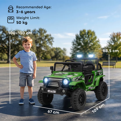 12V Battery Powered Kids Ride-On Car, Electric Truck w/ Spring Suspension, Remote, Music, Horn, Lights, Green