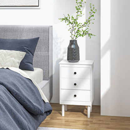 Set of Two Three-Drawer Bedside Tables - White