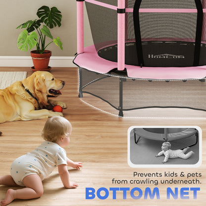 4.6FT/55" Kids Trampoline with Enclosure Net, Outdoor Indoor Use, for Ages 3-10 Years, Pink