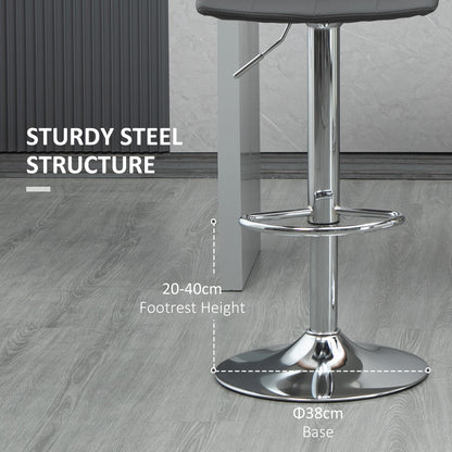 Adjustable Bar Stools Set of 2, Swivel PU Leather Upholstered Barstools with Tufted Seat and Back
