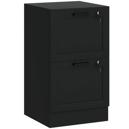 2 Drawer Filing Cabinet with Lock, Office Storage Cabinet with Adjustable Hanging Bars for A4 Letter Size Files, Black